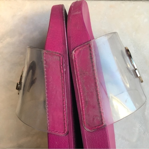True religion fuschia pink and clear strap slides size 8 - Picture 4 of 11